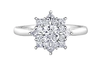 18K White Gold/Palladium Alloy (hypoallergenic) 1.15cttw Round Brilliant Halo Diamond Ring