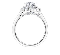 18K White Gold/Palladium Alloy (hypoallergenic) 1.15cttw Round Brilliant Halo Diamond Ring