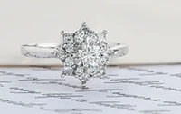 18K White Gold/Palladium Alloy (hypoallergenic) 1.15cttw Round Brilliant Halo Diamond Ring