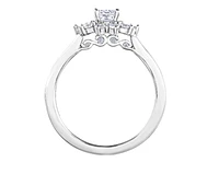 18K White Gold/Palladium Alloy (hypoallergenic) 1.01cttw Emerald Cut Halo Diamond Ring