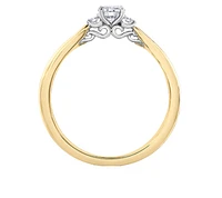18K Yellow Gold/Palladium Alloy (hypoallergenic) 3 Stone Diamond Ring - Carat Total Weight