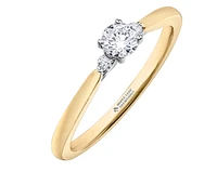 18K Yellow Gold/Palladium Alloy (hypoallergenic) 3 Stone Diamond Ring - Carat Total Weight