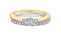 18K Yellow Gold/Palladium Alloy (hypoallergenic) 3 Stone Diamond Ring - Carat Total Weight