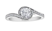 18K White Gold/Palladium Alloy (hypoallergenic) Twist Diamond Ring - Carat Total / Gold 4.5