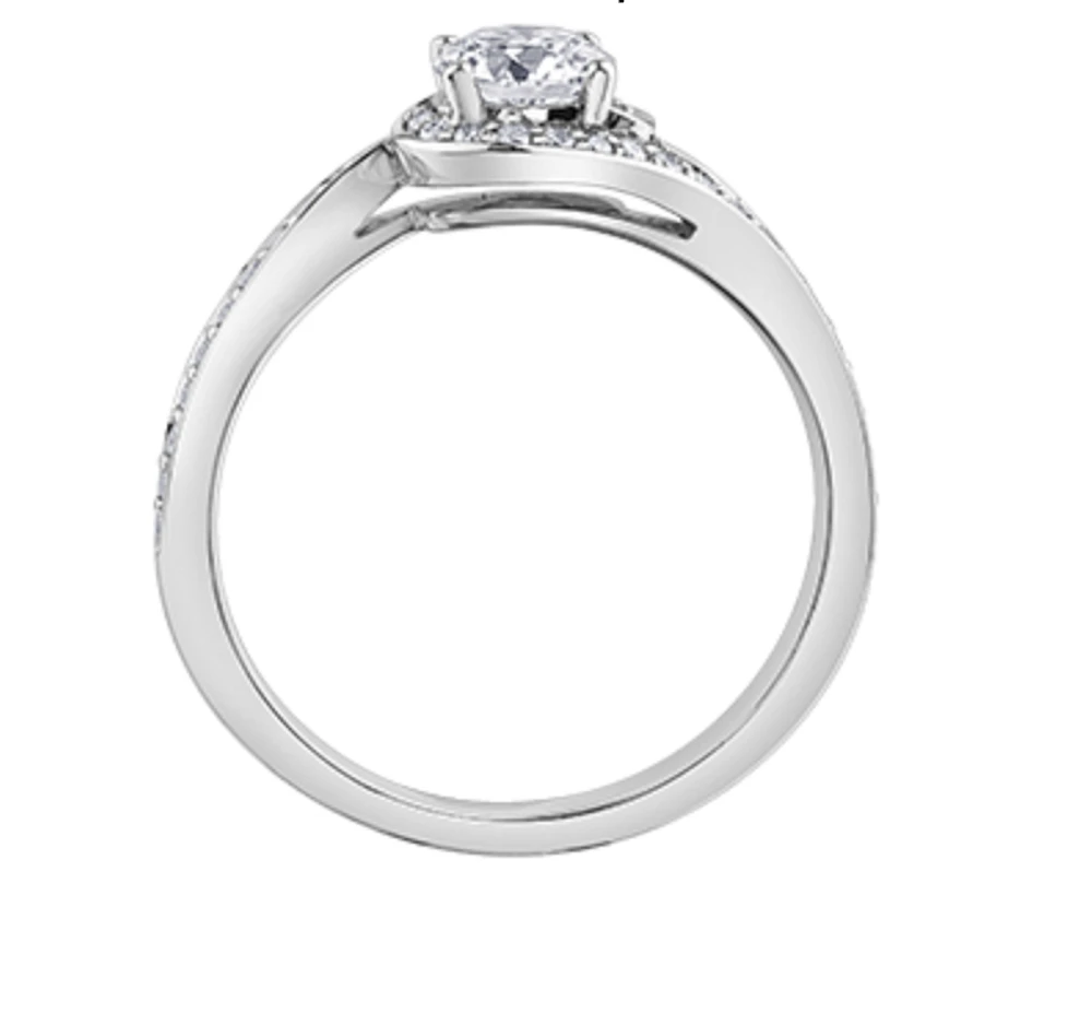18K White Gold/Palladium Alloy (hypoallergenic) Twist Diamond Ring - Carat Total / Gold 4.5