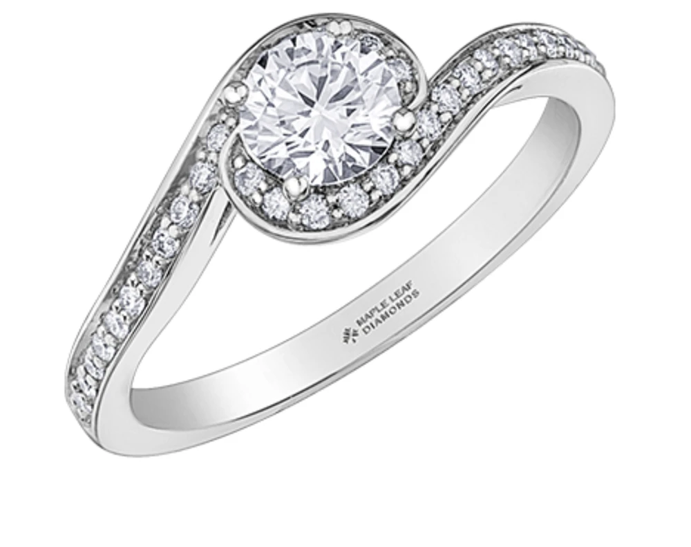 18K White Gold/Palladium Alloy (hypoallergenic) Twist Diamond Ring - Carat Total / Gold 4.5