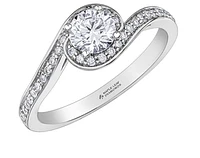 18K White Gold/Palladium Alloy (hypoallergenic) Twist Diamond Ring - Carat Total / Gold 4.5
