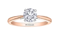 18K White Gold/Palladium Alloy (hypoallergenic) Round Brilliant Milled Edge Diamond Ring - Carat total