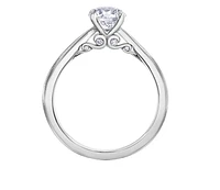 18K White Gold/Palladium Alloy (hypoallergenic) Round Brilliant Milled Edge Diamond Ring - Carat total