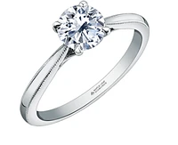 18K White Gold/Palladium Alloy (hypoallergenic) Round Brilliant Milled Edge Diamond Ring - Carat total