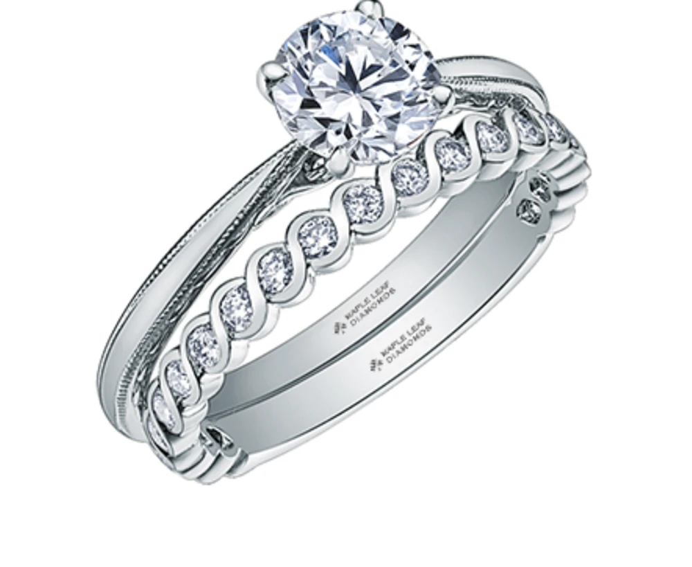 18K White Gold/Palladium Alloy (hypoallergenic) Round Brilliant Milled Edge Diamond Ring - Carat total