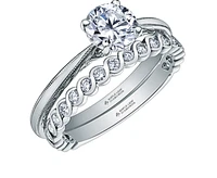18K White Gold/Palladium Alloy (hypoallergenic) Round Brilliant Milled Edge Diamond Ring - Carat total