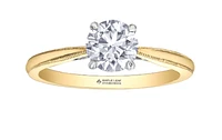 18K White Gold/Palladium Alloy (hypoallergenic) Round Brilliant Milled Edge Diamond Ring - Carat total