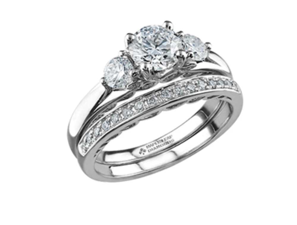 18K White Gold/Palladium Alloy (hypoallergenic) 0.82-1.35cttw Round Brilliant 3 Stone Diamond Ring - / Carat Total