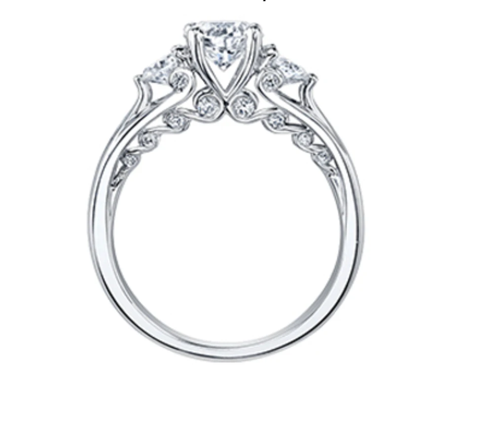 18K White Gold/Palladium Alloy (hypoallergenic) 0.82-1.35cttw Round Brilliant 3 Stone Diamond Ring - / Carat Total