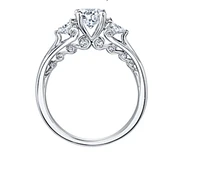 18K White Gold/Palladium Alloy (hypoallergenic) 0.82-1.35cttw Round Brilliant 3 Stone Diamond Ring - / Carat Total
