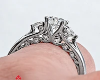 18K White Gold/Palladium Alloy (hypoallergenic) 0.82-1.35cttw Round Brilliant 3 Stone Diamond Ring - / Carat Total
