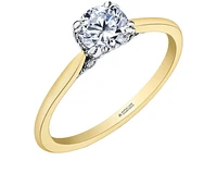 18K Yellow Gold/Palladium Alloy (hypoallergenic) Round Brilliant Solitaire Diamond Ring - Carat Total Weight / White/ Palladium