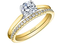 18K Yellow Gold/Palladium Alloy (hypoallergenic) Round Brilliant Solitaire Diamond Ring - Carat Total Weight / White/ Palladium