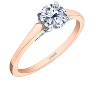 18K Rose Gold/Palladium Alloy (hypoallergenic) Round Brilliant Solitaire Diamond Ring - Carat Total Weight / White/ Palladium