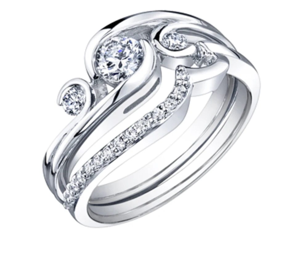 18K White Gold/Palladium Alloy (hypoallergenic) 0.40cttw Round Brilliant Mulit-Stone Diamond Ring