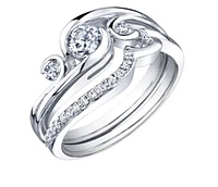 18K White Gold/Palladium Alloy (hypoallergenic) 0.40cttw Round Brilliant Mulit-Stone Diamond Ring