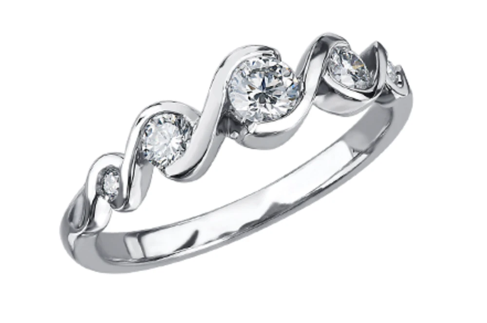 14K White Gold 0.40cttw Round Brilliant Multi-Stone Diamond Ring - Gold/Palladium