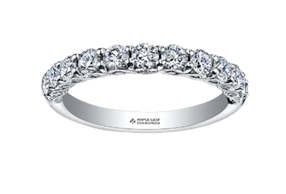 18K White Gold/Palladium Alloy (hypoallergenic) 0.40-1.90cttw Round Brilliant Multi-Stone Diamond Band - / Carat Total