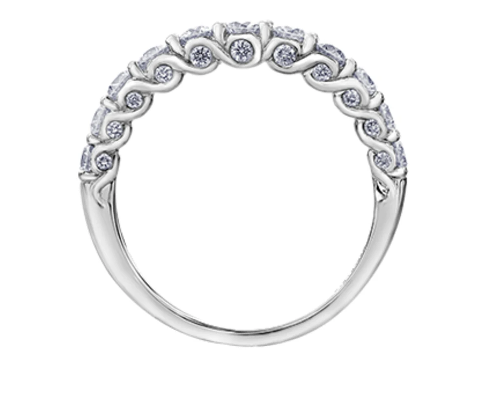 18K White Gold/Palladium Alloy (hypoallergenic) 0.40-1.90cttw Round Brilliant Multi-Stone Diamond Band - / Carat Total