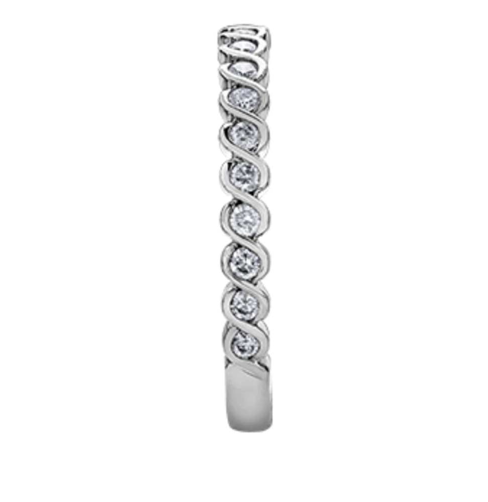 18K White Gold/Palladium Alloy (hypoallergenic) 0.20-0.50cttw Round Brilliant Multi-Stone Diamond Band - / Carat Total