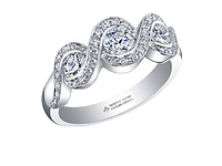 18K White Gold/Palladium Alloy (hypoallergenic) 0.60-1.00cttw Round Brilliant Multi-Stone Diamond Band - / Carat Total