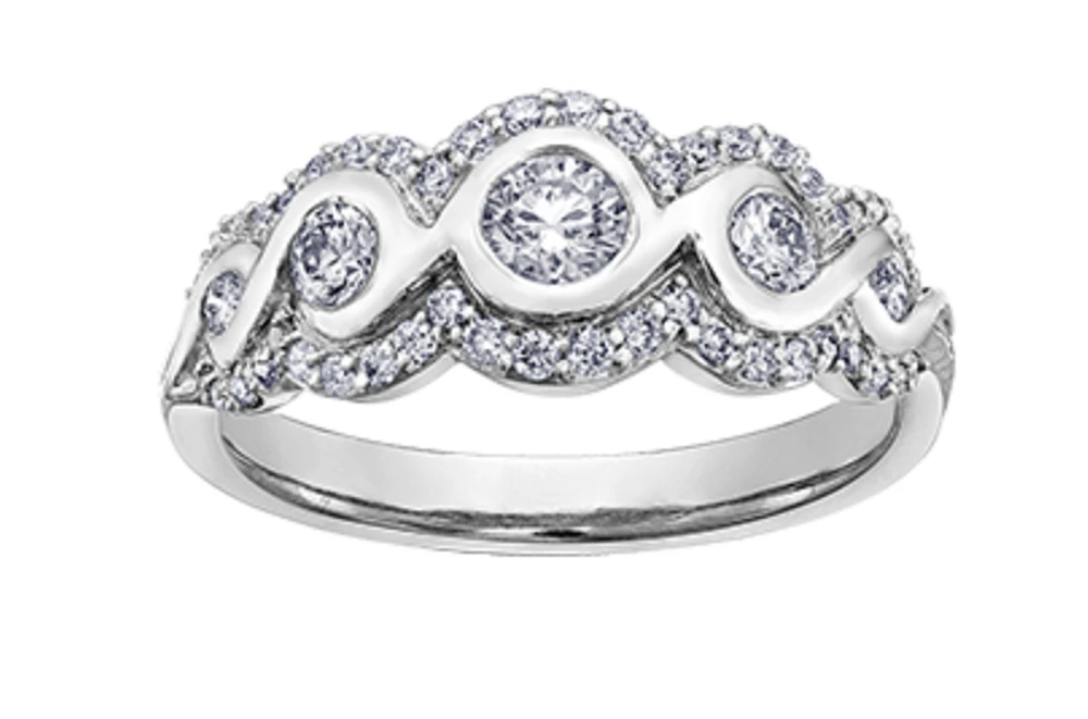 18K White Gold/Palladium Alloy (hypoallergenic) 0.62cttw Round Brilliant Multi-Stone Diamond Band