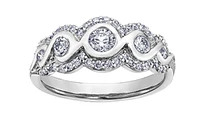 18K White Gold/Palladium Alloy (hypoallergenic) 0.62cttw Round Brilliant Multi-Stone Diamond Band
