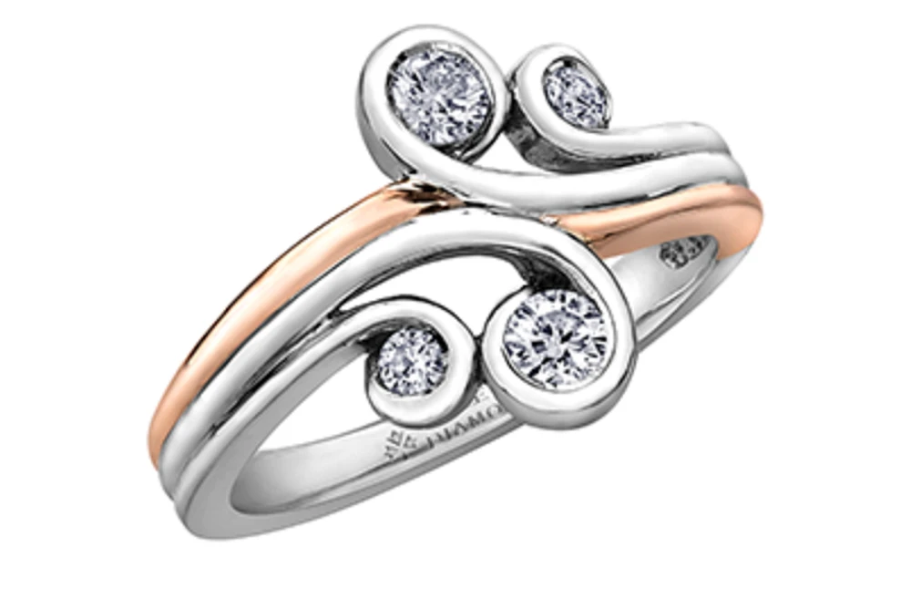 14k White & Rose Gold 0.34cttw Diamond Ring, size 6.5