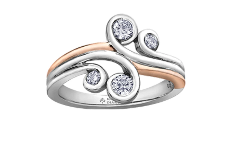 14k White & Rose Gold 0.34cttw Diamond Ring, size 6.5