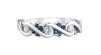 14K White Gold 0.36cttw Diamond & Sapphire Ring, 6.5