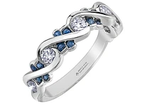 14K White Gold 0.36cttw Diamond & Sapphire Ring, 6.5