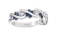 14K White Gold 0.36cttw Diamond & Sapphire Ring, 6.5