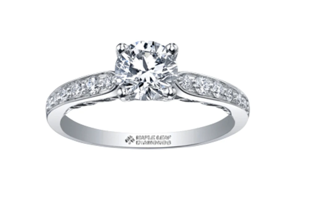 18K White Gold/Palladium Alloy (hypoallergenic) 0.65cttw Round Brilliant Diamond Ring