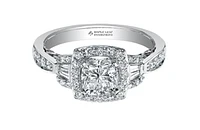 18K White Gold/Palladium Alloy (hypoallergenic) 0.91-1.52cttw Cushion Cut Halo Diamond Ring - / Carat Total