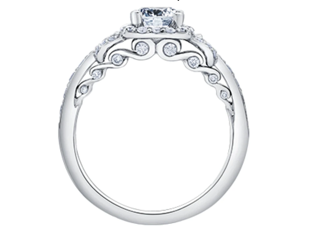 18K White Gold/Palladium Alloy (hypoallergenic) 0.91-1.52cttw Cushion Cut Halo Diamond Ring - / Carat Total