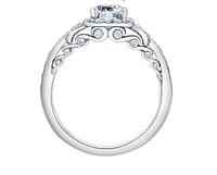18K White Gold/Palladium Alloy (hypoallergenic) 0.91-1.52cttw Cushion Cut Halo Diamond Ring - / Carat Total