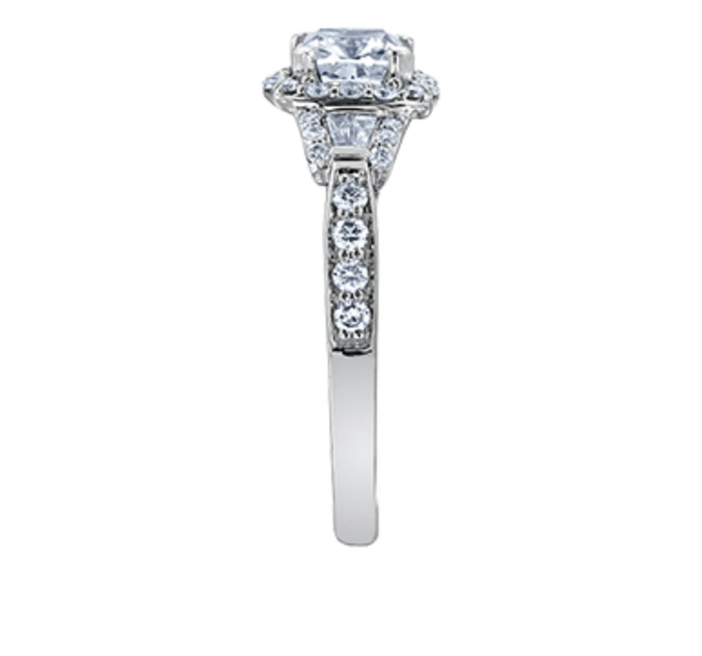 18K White Gold/Palladium Alloy (hypoallergenic) 0.91-1.52cttw Cushion Cut Halo Diamond Ring - / Carat Total
