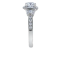 18K White Gold/Palladium Alloy (hypoallergenic) 0.91-1.52cttw Cushion Cut Halo Diamond Ring - / Carat Total