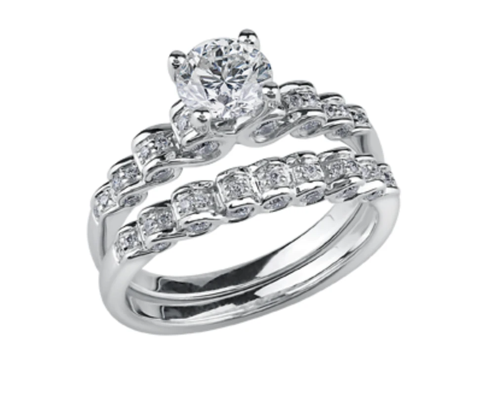 18K White Gold/Palladium Alloy (hypoallergenic) 0.75-1.15cttw Round Brilliant Multi-Stone Diamond Ring - / Carat Total