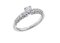 18K White Gold/Palladium Alloy (hypoallergenic) 0.80-1.70cttw Round Brilliant Multi-Stone Diamond Ring - / Carat Total