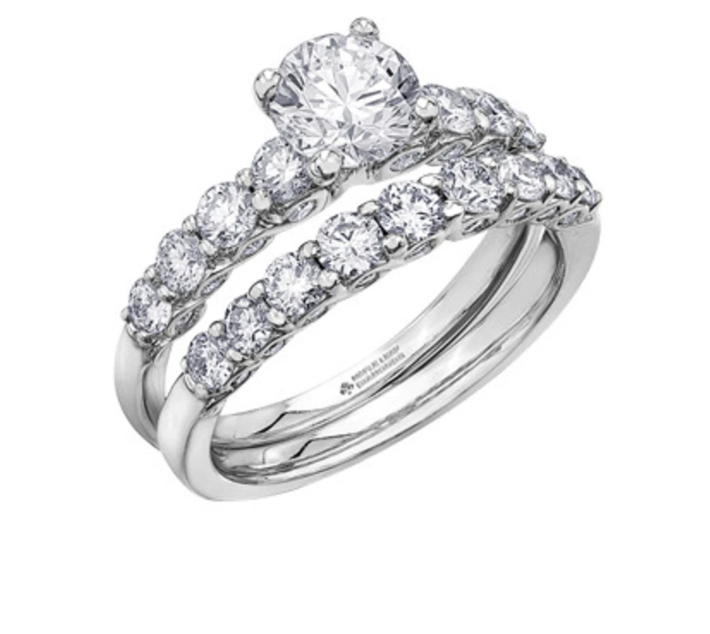 18K White Gold/Palladium Alloy (hypoallergenic) 0.80-1.70cttw Round Brilliant Multi-Stone Diamond Ring - / Carat Total