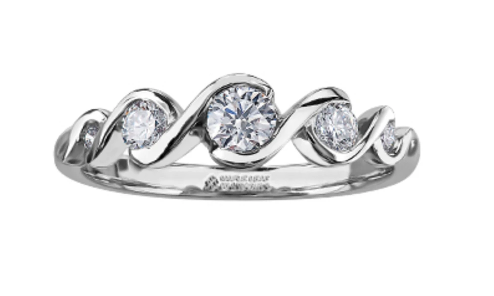14K White Gold 0.40cttw Round Brilliant Multi-Stone Diamond Ring - Gold/Palladium
