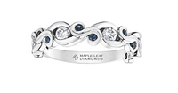 14K White Gold 0.32cttw Diamond & Sapphire Ring, 6.5