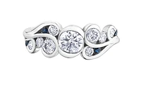 14K White Gold 1.00cttw Diamond & Sapphire Ring, 6.5